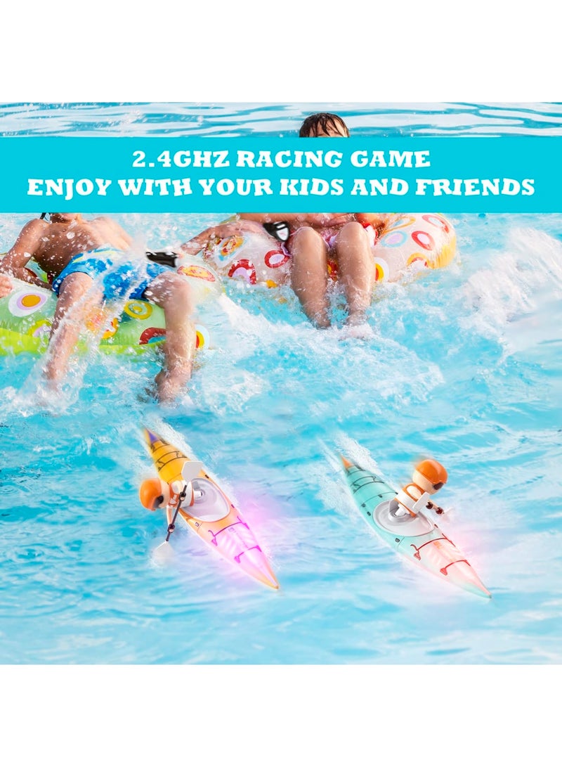 سيوسي قارب التحكم عن بعد للأطفال مع أضواء LED، 2.4 جيجا هرتز محاكاة قوارب الكاياك RC مع مجداف للبحيرة والنهر وحمام السباحة وحوض الاستحمام، ألعاب مائية متوازنة للأولاد والبنات، هدايا رائعة للأطفال من سن 4 إل - Image 5